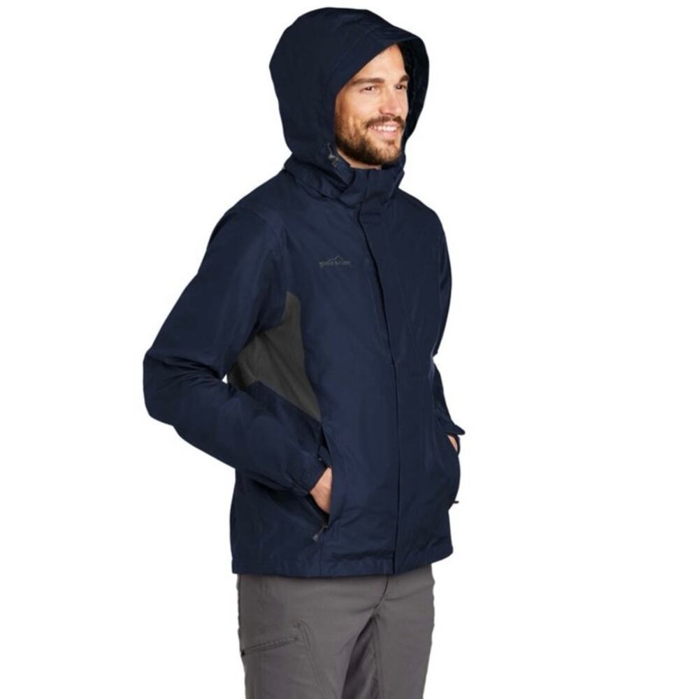 Eddie Bauer sz M mens weatheredge rain jacket river blue/grey outdoors gorpcore